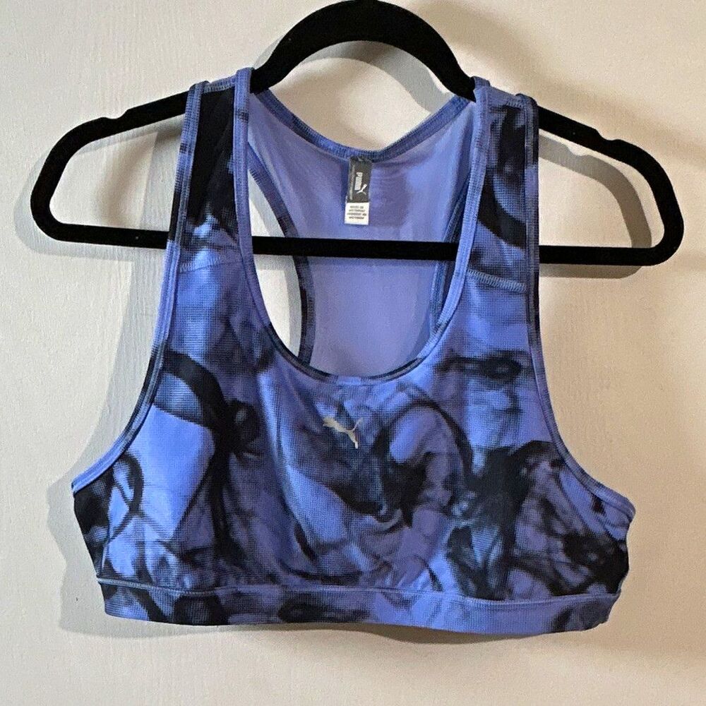 PUMA Women’s Sports Bra XL Blue/Black Abstract Racerback Wireless